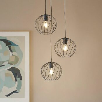 Závesné svietidlo Lindby Danika, okrúhle, Ø 50 cm, čierne, kov