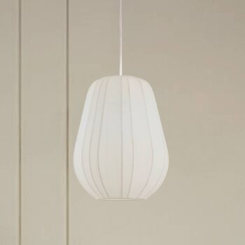 Závesné svietidlo Lindby Helin, biele, Ø 30 cm, látka