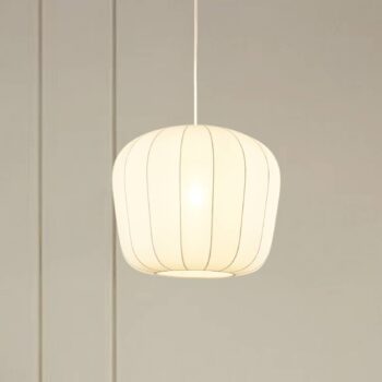 Závesné svietidlo Lindby Helin, biele, Ø 35 cm, látka