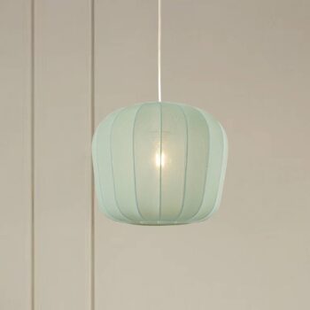 Závesné svietidlo Lindby Helin, modrá farba, Ø 35 cm, látka