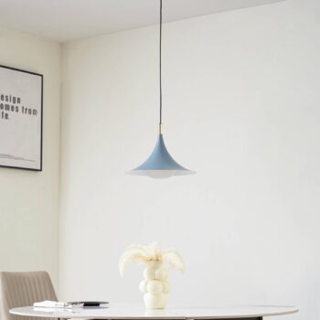 Závesné svietidlo Lindby Jarl, modrá farba, kov, Ø 35 cm, G9