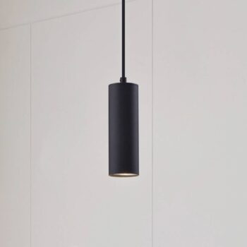 Závesné svietidlo Lindby Joffrey, Ø 6 cm, čierna farba, kov, GU10