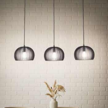 Závesné svietidlo Lindby Jusra, čierna farba, kov, 3 svetlá, 99 cm