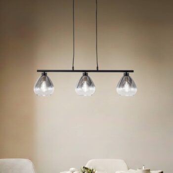 Závesné svietidlo Lindby Pendura, čierna farba, sklo, dĺžka 75 cm