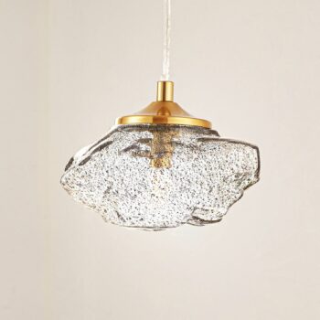 Závesné svietidlo Lindby Piatra, dym/mosadz, sklo, Ø 16 cm, G9