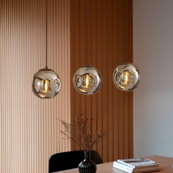 Závesné svietidlo Lindby Valentina, E14, 3 svetlá, dymovo sivá, sklo