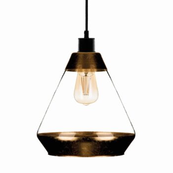 Závesné svietidlo Lonceng zo skla, dekor zlatý