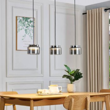 Závesné svietidlo Lucande Diano, dymovo sivé, trojlampa