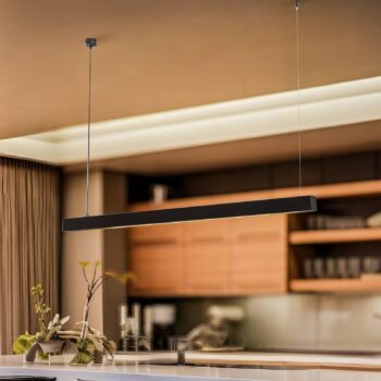 Závesné svietidlo Lungo, čierne, dĺžka 124 cm