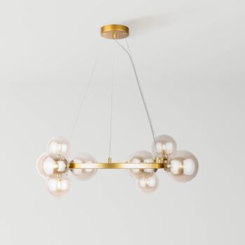 Závesné svietidlo Maytoni Dallas, 11 svetiel, zlatá/jantárová farba