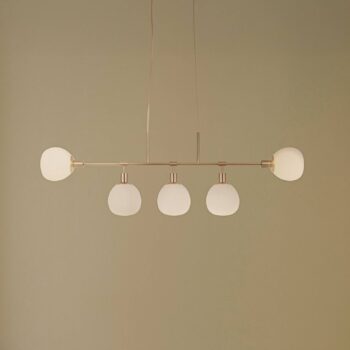 Závesné svietidlo Maytoni Erich, mosadzná ruža, sklo/kov, 5 svetiel.