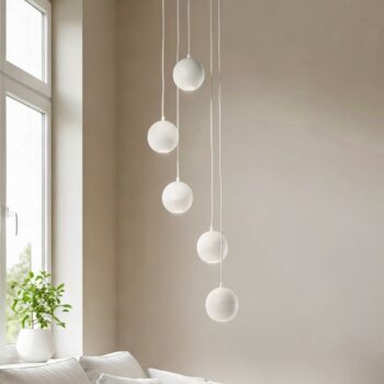 Závesné svietidlo Midway, piesková farba, 5-pl., Ø 35 cm, GU10