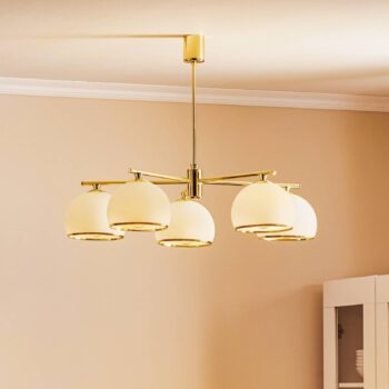 Závesné svietidlo Mina, 5-plameňové, mosadz