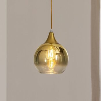 Závesné svietidlo Monte zo skla, 1-plameňové, zlaté