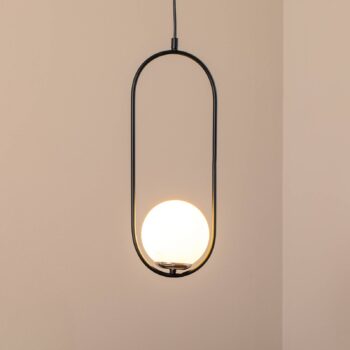 Závesné svietidlo Mudoni, čierne/biele, sklo, kov, E27