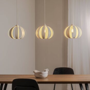 Závesné svietidlo Newton, 3 svetlá, piesková farba, kov