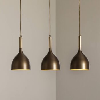 Závesné svietidlo Noak 3-svetelné, dlhé, titánovo-zlaté/zlaté, oceľ