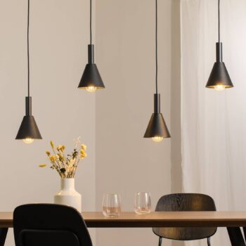 Závesné svietidlo Norte, čierna/zlatá oceľ dĺžka 114 cm, 4 svetlá