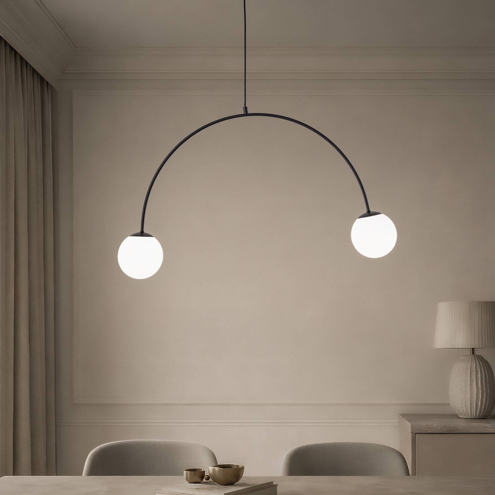 Závesné svietidlo Nova, sklo/kov, čierne/biele, 2-pl. Závesné svietidlo Nova, sklo/kov, čierne/biele, 2-pl.