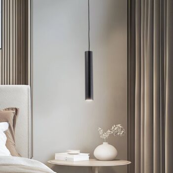 Závesné svietidlo Omera, čierne, oceľ Ø 8 cm