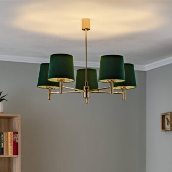Závesné svietidlo Polo Plus 5-plameňové mosadz/zelená