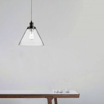 Závesné svietidlo Pyramid, čierne/čierne, sklo, Ø 29 cm, E27