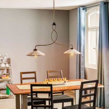 Závesné svietidlo Rosina 2-plameňové svetloružové/bronzové