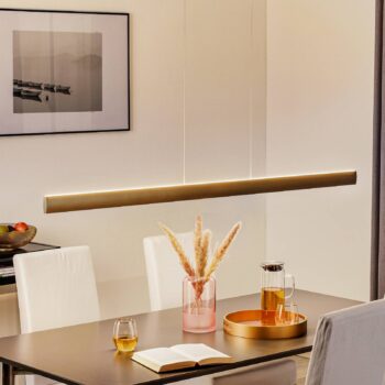 Závesné svietidlo Runa LED, bronzová farba, dĺžka 152 cm