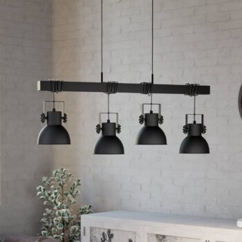 Závesné svietidlo Shirebrook, 4-plameňové, čierna