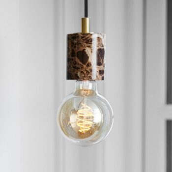 Závesné svietidlo Siv s mramorovým valcom, hnedá