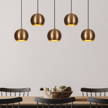 Závesné svietidlo Sivani MR-1000, zlatá antik, železo, 5-pl