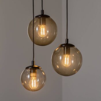 Závesné svietidlo Smoky so sklenenými tienidlami, 3-plameňové