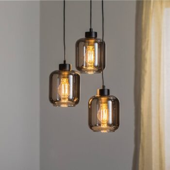 Závesné svietidlo Sombra, dymové, 3-plameňové, okrúhle