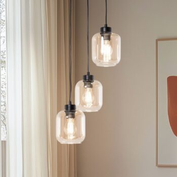 Závesné svietidlo Sombra, jantárové, 3-plameňové, okrúhle