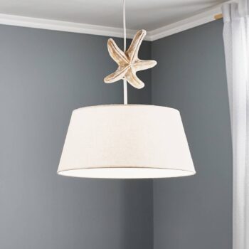 Závesné svietidlo Stellina, látkový tienidlo, dekor hviezdice