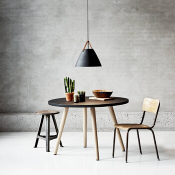 Závesné svietidlo Strap s kovovým tienidlom Ø 48 cm, čierne