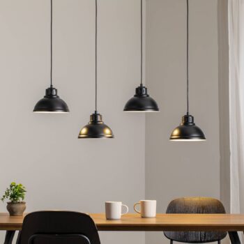 Závesné svietidlo Sven, štyri svetlá, čierna farba, oceľ, E27