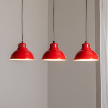 Závesné svietidlo Sven, trojsvetlo, červená farba, oceľ, E27