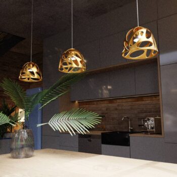 Závesné svietidlo Talismano, zlatá, Ø 17 cm