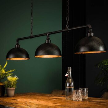 Závesné svietidlo Vanderbrock, čierna, 3-plameňové