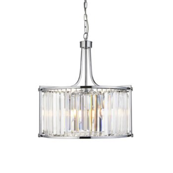 Závesné svietidlo Victoria, chrómová farba, krištáľové sklo, 50 cm, E27