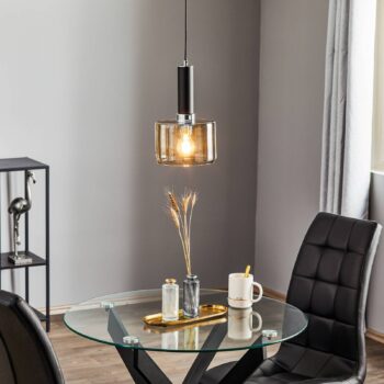 Závesné svietidlo Viva, dymová/čierna/chróm, 1-pl