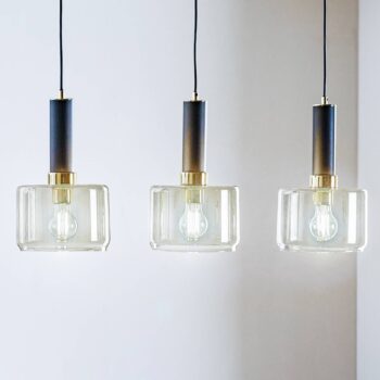 Závesné svietidlo Viva, dymové/čierne/mosadzné, 3-pl