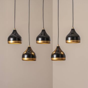 Závesné svietidlo Yildo, čierne/zlaté, 5-pl. Dĺžka 111 cm