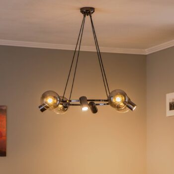 Závesné svietidlo Zerde 4+4 Ø 82 cm čierna-chróm 8-pl