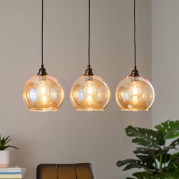 Závesné svietidlo zlaté 022 3-svetelné lineárne sklo Ø20cm