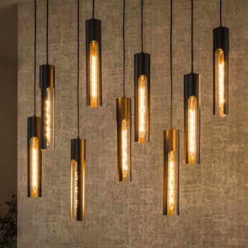 Závesné trubicové svetlo, čierne, 100 x 18 cm, kov, 9 svetiel