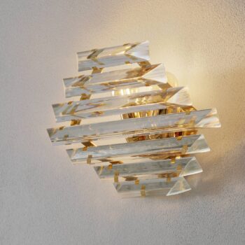 Zlaté krištáľové nástenné svietidlo Losanghe