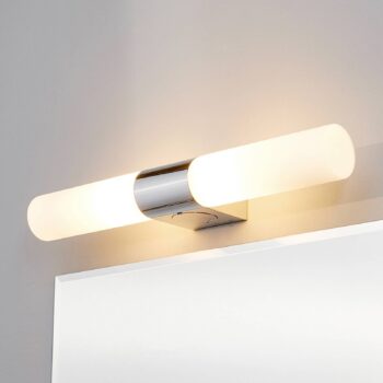 Zrkadlové svetlo Lindby Ziva, zásuvka, biele, sklo, IP44