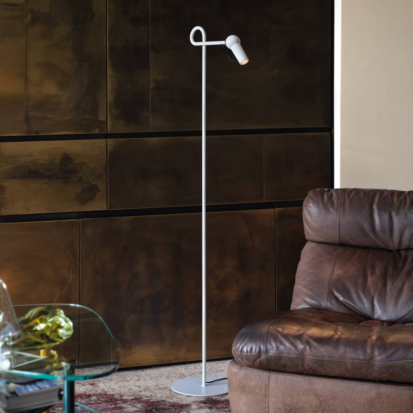 kdln LED stojacia lampa Bird, biela, 126 cm, kov, stmievateľná kdln LED stojacia lampa Bird, biela, 126 cm, kov, stmievateľná